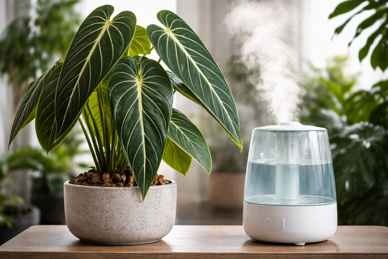 Como manter Anthurium Warocqueanum exótico em ambiente controlado com umidificador