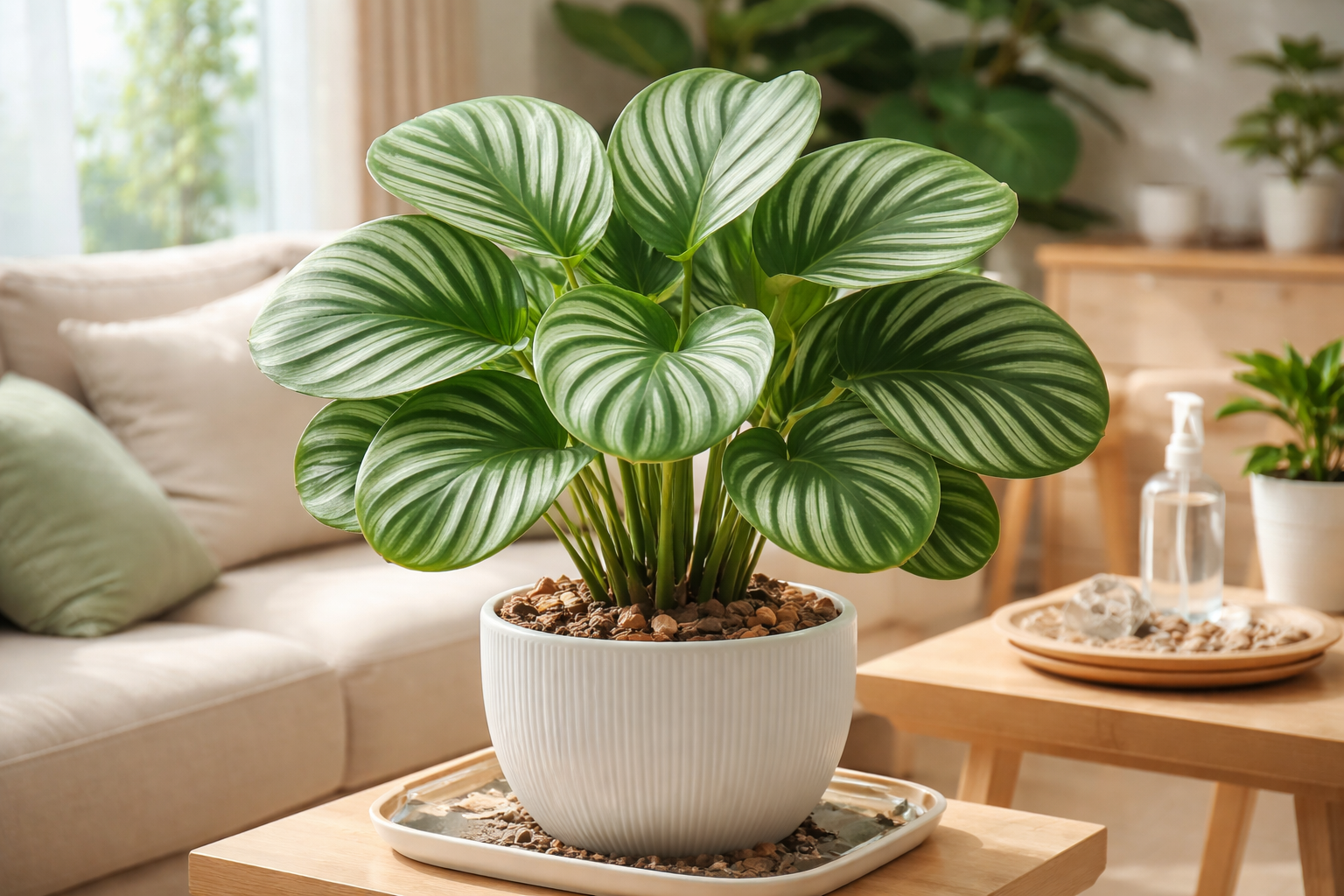 Guia completo da Calathea Orbifolia em sala compacta com luz difusa e alta umidade