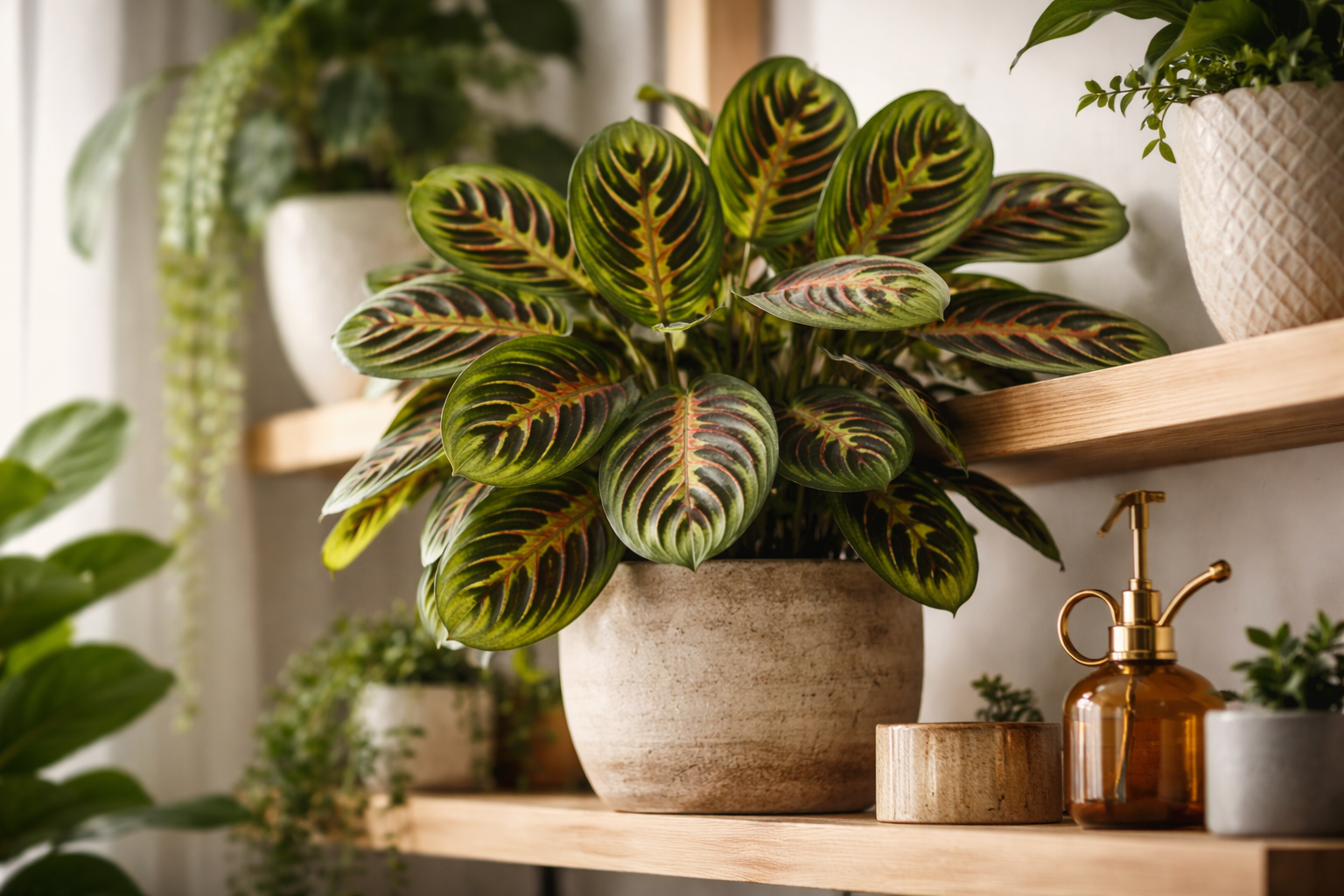 Passo a passo para manter Maranta Leuconeura exótica em prateleiras altas com pouca luz natural