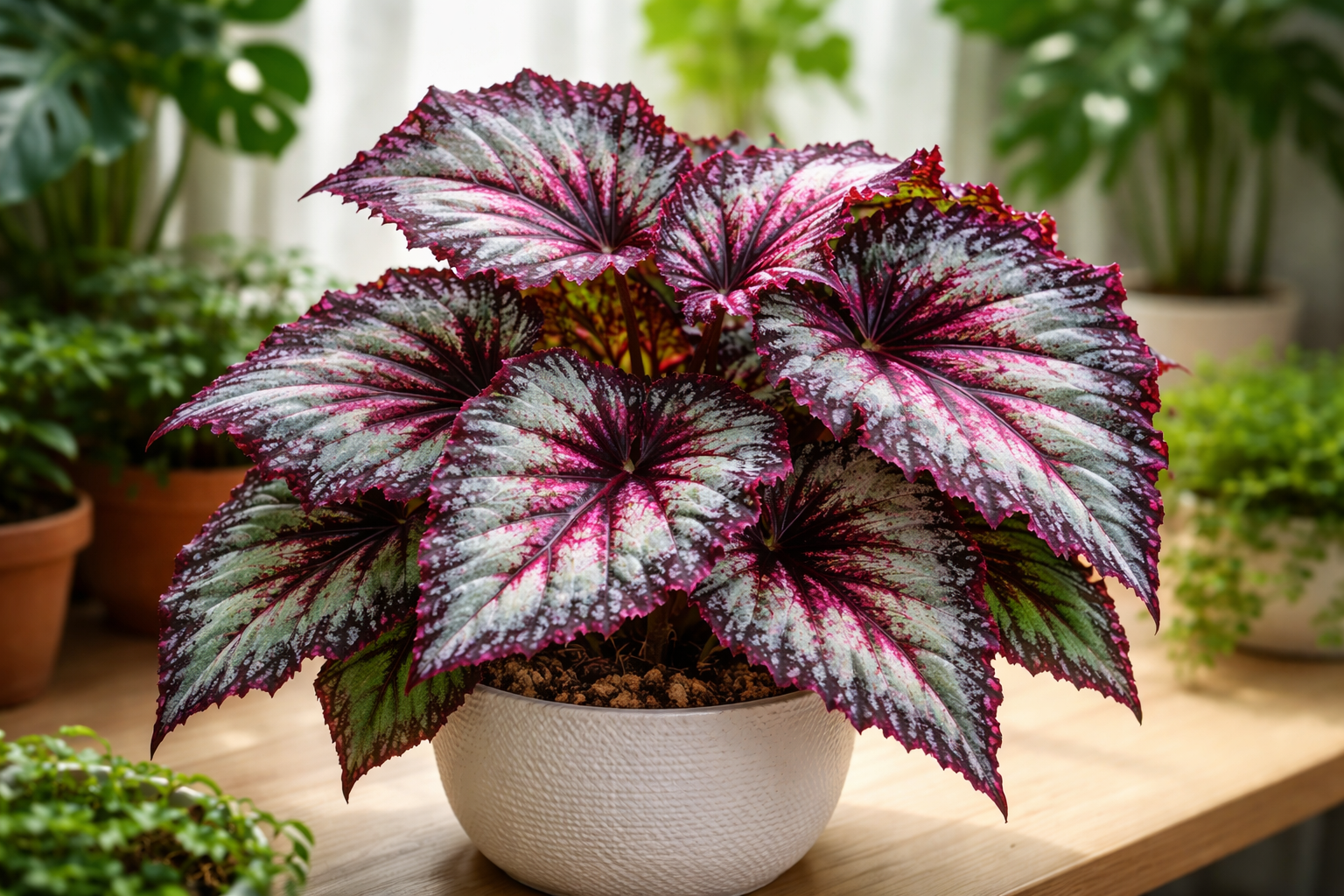 Por que a Begônia Rex híbrida exótica perde coloração em ambientes internos