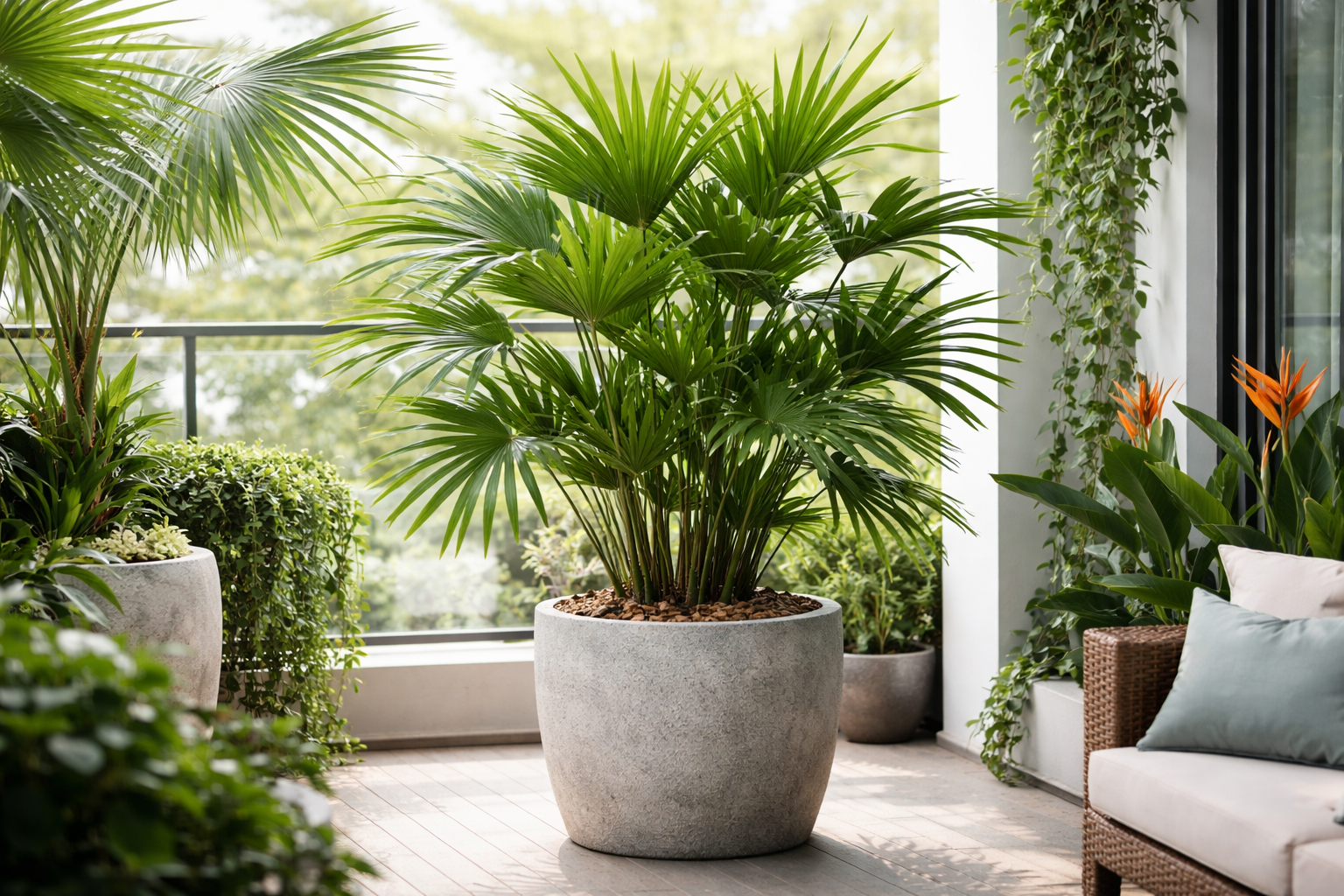 Qual substrato ideal para Palmeira Ráfis ornamental em varanda com vento constante